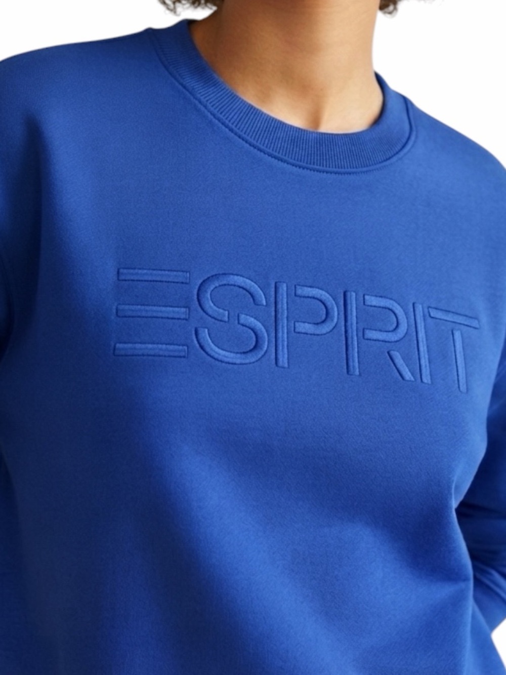 Esprit Viral Blue Sweatshirt with Blue Embroidered Logo NWT Size Extra Small